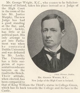 Mr George Wright, KC, ny dommer ved High Court i Irland av English Photographer