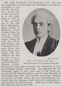 Mr J F P Rawlinson, QC, ny kommissær ved Cambridge University av English Photographer