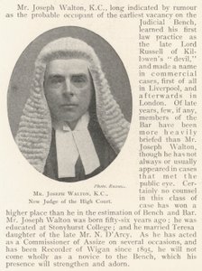 Mr Joseph Walton, KC, ny dommer ved Høyesterett av English Photographer