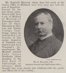 Mr R Macleod, CB, registrar-general og Chief Census Officer av English Photographer