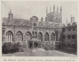 Mr Rhodes College, Oriel College, Oxford, Legatee til £100 000 av English Photographer