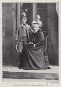 Fru Gladstone og hennes barnebarn, William Glynne Charles Gladstone, arving til Hawarden Estates av English Photographer