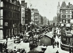 New Bridge Street, ser til Ludgate Circus, City of London, 1890 av English Photographer