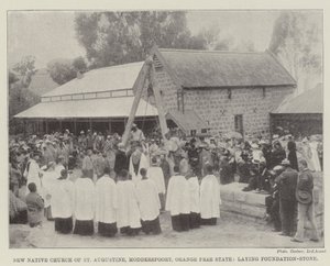 New Native Church of St Augustine, Modderspoort, Orange Free State, legger grunnstein av English Photographer
