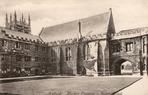 Oxford, Merton College, Inner Quad (s/hvitt bilde) av English Photographer