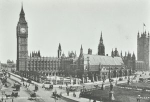 Parliament Square, Westminster LB: ser østover til Big Ben og Houses of Parliament, 1895 av English Photographer