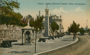 Pilgrim Fathers Memorial, Western Shore, Southampton. Postkort sendt i 1913. av English Photographer