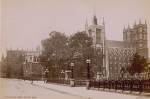 Postkort med et bilde av den nordøstlige utsikten over Westminster Abbey av English Photographer