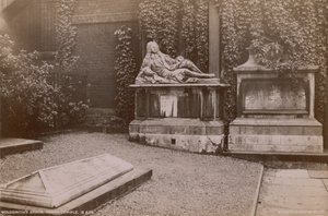 Postkort med graven til Oliver Goldsmith i det indre tempelet av English Photographer