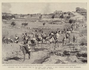 Forbereder seg til keiserens besøk i Det hellige land, gjør en ny vognvei fra Jerusalem til Oljeberget av English Photographer