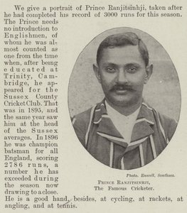 Prins Ranjitsinhji, den berømte cricketspilleren av English Photographer