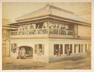Prostituerte på Shinpuro Bordel, Takashima-cho, Yokohama, Fotograf: Stillfried, Raimund von Lucas Collection: Fotografisk oversikt over verdensturneen til Charles James og Morton P, Lucas av English Photographer