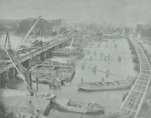 Putney Bridge: graving av fundament for ny bro, 1883 av English Photographer