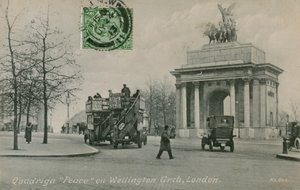 Quadriga Peace på Wellington Arch i London. Postkort sendt i 1913. av English Photographer