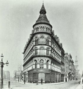 Queen Victoria Street, Mansion House Street hjørnet av Poultry og Queen Victoria Street, London, 1880 av English Photographer