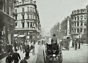 Queen Victoria Street, med utsikt østover fra Queen Street, City of London, 1890 av English Photographer