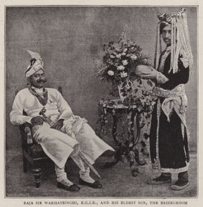 Raja Sir Wakhatsinghi, KCIE, og hans eldste sønn, brudgommen av English Photographer