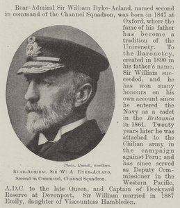 Kontreadmiral Sir WA Dyke-Acland, nestkommanderende, Channel Squadron av English Photographer