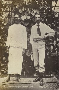 Robert Louis Stevenson med en samoansk høvding av English Photographer