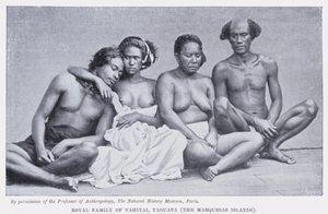 Kongefamilien i Vahitai, Taouata, Marquesas-øyene (s/hvitt-bilde) av English Photographer