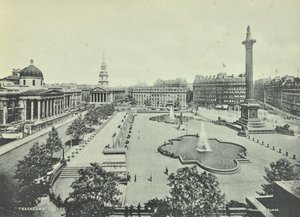 Saint Martin in the Fields National Gallery Nelsons Column, Trafalgar Square, Westminster LB: takutsikt mot øst, 1895 av English Photographer