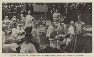 Scene ved Laying the Foundation-Stone av kardinal Vaughan, som leser de helliges litanier av English Photographer