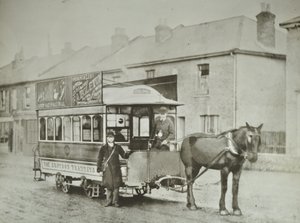 Enkelhestbil fra Croydon Tramways Company ved Red Deer-terminalen, 1885 av English Photographer