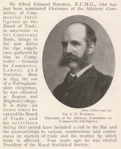 Sir A E Bateman, leder av den rådgivende komité for kommersiell etterretning av English Photographer