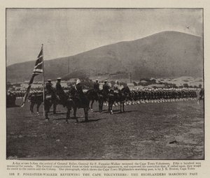 Sir F Forestier-Walker gjennomgår Cape Volunteers, Highlanders marsjerer forbi av English Photographer