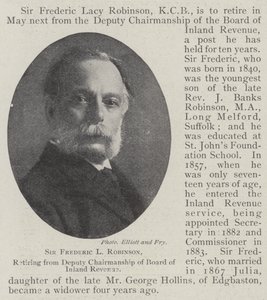 Sir Frederic L Robinson, trekker seg fra nestledervervet i Board of Inland Revenue av English Photographer