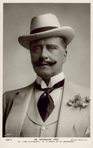 Sir Herbert Beerbohm Tree , engelsk skuespiller (s/hv-bilde) av English Photographer