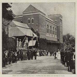 Taledag på Harrow School, 7. juli, venter på prinsen og prinsessen av Wales av English Photographer