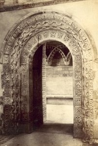 St Albans Abbey, Norman Door (s/hvitt bilde) av English Photographer