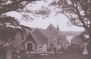 St Brelades Church AD 1111, Jersey (s/hvitt-bilde) av English Photographer