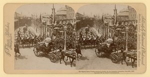 Stereografisk trykk av Queen Victorias Diamond Jubilee av English Photographer