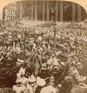 Stereografisk trykk av Queen Victorias Diamond Jubilee av English Photographer