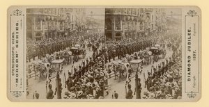 Stereoskopisk trykk av dronning Victorias diamantjubileum, 28. juni 1897 av English Photographer