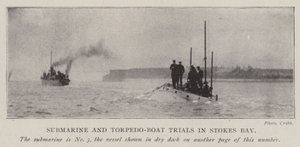 Ubåt- og torpedobåtforsøk i Stokes Bay av English Photographer