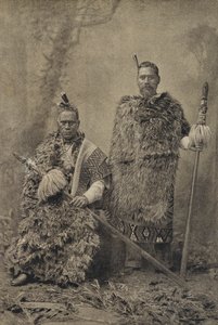 Tawhiao, Maori-kongen og major William Te Wheoro (s/hvitt-bilde) av English Photographer