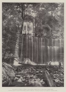 The Advance of Tasmania, Russells Falls, som viser gjennomsnittlig vannstrøm i sommersesongen