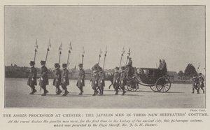 Assize-prosesjonen i Chester, Javelin Men i sitt nye Beefeaters-kostyme av English Photographer