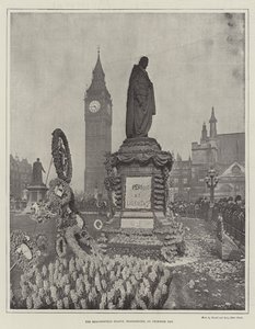 Beaconsfield-statuen, Westminster, på Primrose Day