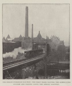 Berlin Overhead Railway, det første toget som forlater generasjonsstasjonen og passerer over Anhalt Railway av English Photographer