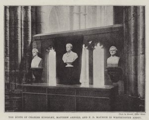 Bystene til Charles Kingsley, Matthew Arnold og FD Maurice i Westminster Abbey av English Photographer