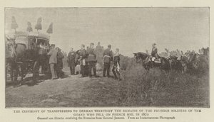Seremonien for overføring til tysk territorium av restene av de prøyssiske soldatene fra garde som falt på fransk jord i 1870 av English Photographer