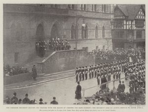 Cheshire-regimentet forlater sine farger hos borgermesteren i Chester for sikker varetekt, og regimentet går på aktiv tjeneste til Sør-Afrika av English Photographer