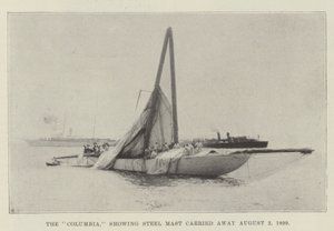 Columbia, som viser Steel Mast båret bort 2. august 1899 av English Photographer