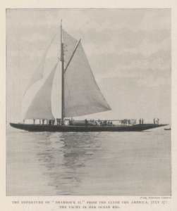 The Departure of Shamrock II fra Clyde for America, 27. juli, Yacht in her Ocean Rig av English Photographer