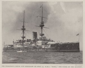 Den katastrofale marinepistoleksplosjonen 14. april, HMS Mars, ulykkesstedet av English Photographer