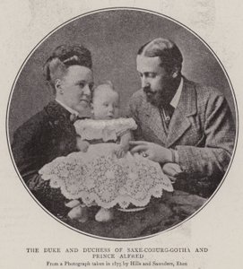 Hertugen og hertuginnen av Sachsen-Coburg-Gotha og prins Alfred av English Photographer